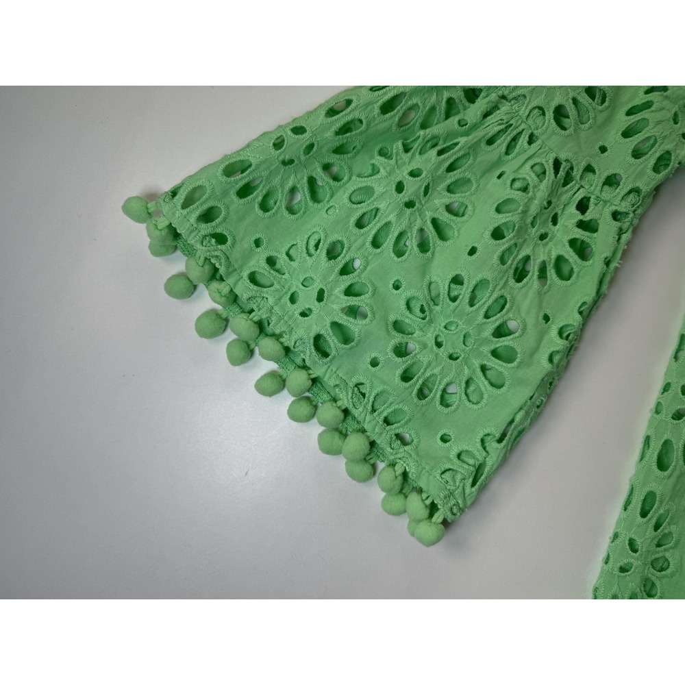 Lilly Pulitzer Bekah Dress Pinwheel Eyelet Patina Green Pom Pom Boho XS - Picture 7 of 9